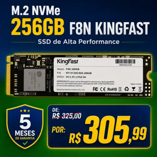 SSD M.2 NVMe 256GB KingFast F8N com Garantia