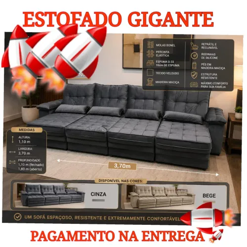 Promoção SOFÁ RETRÁTIL E RECLINÁVEL DIRETO DA FÁBRICA