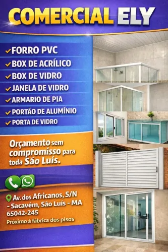 Forro PVC, box de banheiro, divisórias, janela de vidro e muito mais