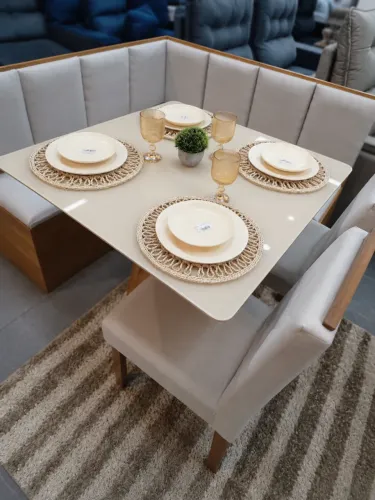 CANTO ALEMÃO COMPLETO MESA 90CM + 2 CADEIRAS