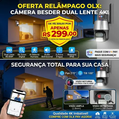 Câmera de Segurança PTZ Besder 4K Dual Lente 8x Zoom - Liquido!