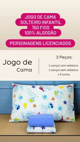 Jogo de cama Patrulha canina (3 peças) 150 fios .<br>