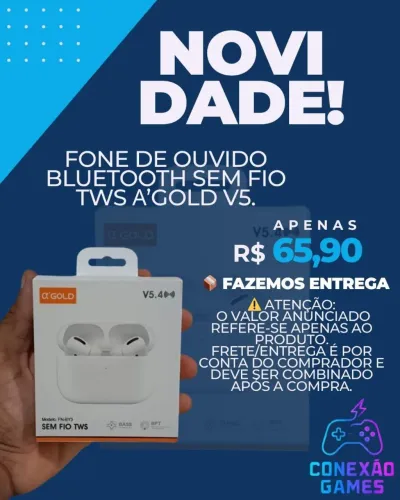 Fone de Ouvido Bluetooth Sem Fio TWS ?Gold V5.