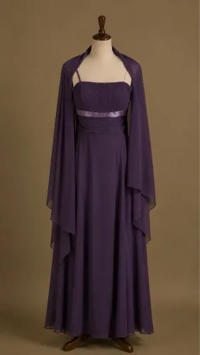 Vestido Lilás Longo com Echarpe