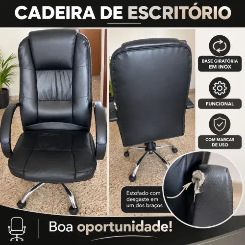 Cadeira de Escritório Preta Giratória ? Base Cromada | Preço de Oportunidade!