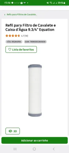 Refil para Filtro de Caixa d'água e Cavalete. 