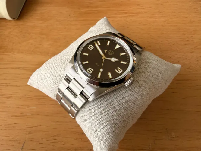 Relógio Watchdives Wd1016 37mm VH31 brown sunburst Rolex Explorer