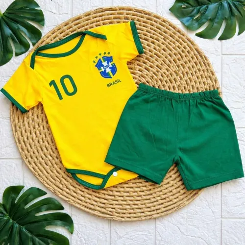 CONJUNTO BODY E SHORT BRASIL BEBÊ