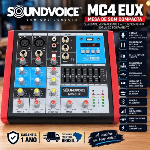 Mesa de Som Compacta Soundvoice MC4 EUX