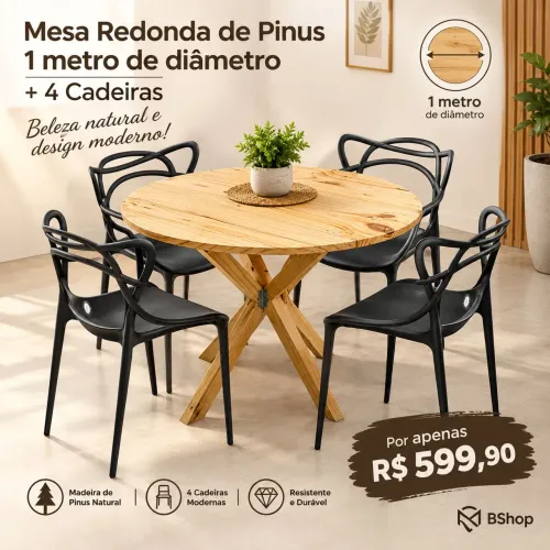 Conjunto de mesa de pinus