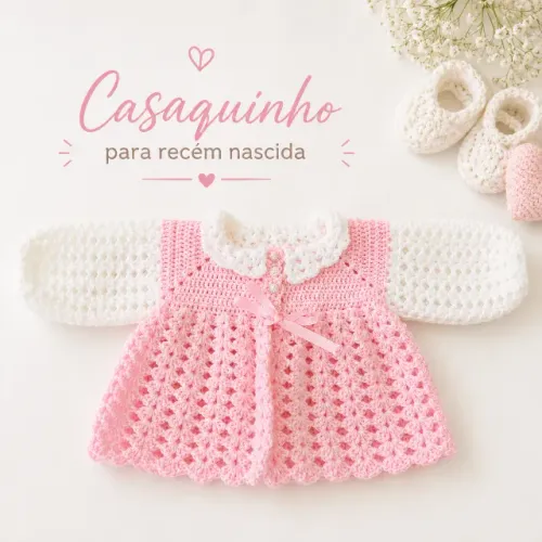 Casaquinho de crochê para recém nascida. Leia a descrição.