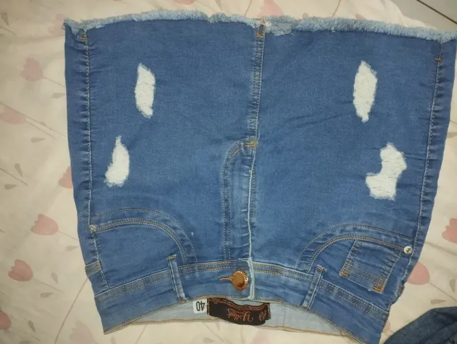 Saia jeans com lycra, Tamanho 40