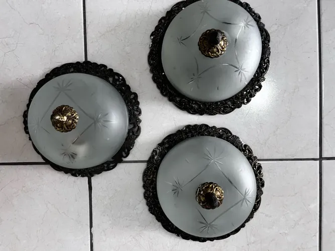 3 paflons em bronze antigo 25cm diâmetro