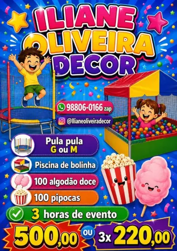 Pula pula piscina de bolinha algodão doce e pipoca
