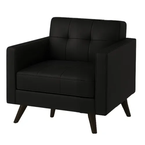 Poltrona Recepção Corino Preto Assento Confortável Estrutura Reforçada 60040