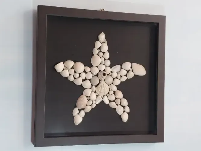 Decoração praia Quadro Artesanal com Conchas Naturais