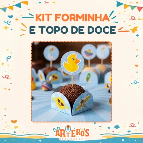 Kit 24 Forminhas e 24 Topo de doces Mundo Bita