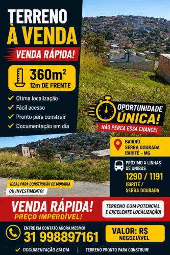 Excelente oportunidade de lote em Ibirité 
