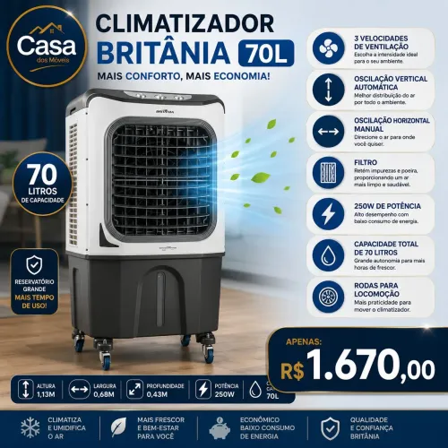 Climatizador Britânia 70 litros