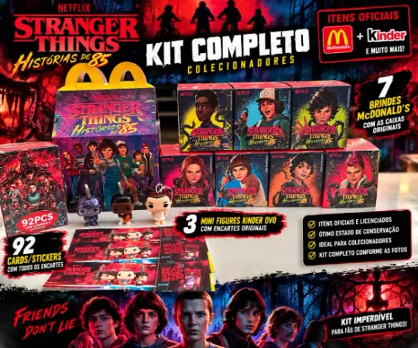 Kit Stranger Things Colecionável - McDonald?s + Kinder + Cards