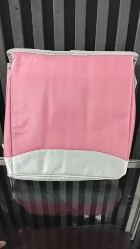bolsa térmica, rosa e cinza, nova, importada, 30x30x19cm aprox, de alça, espaçosa