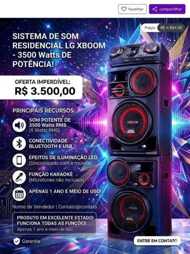 VENDO SOM LG XBOOM PRA SAI LOGO