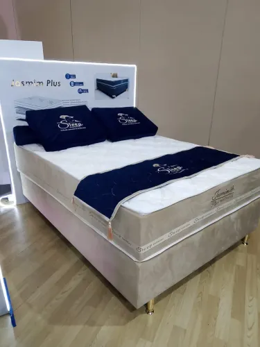 Cama Box casal Jasmin Plus, base + colchão com molas ensacadas - Entrega imediata;