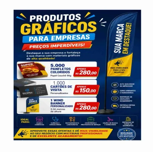 5000 panfletos personalizados/1000 Cartões de visita/ wind bannner personalizado