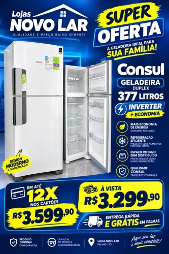 Geladeira Cônsul 377 litros inverter