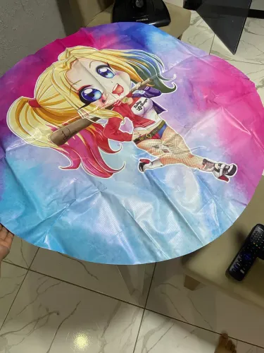 Painel de lona grande, tema Arlequina infantil.