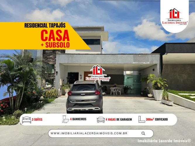 Condomínio Residencial Tapajós - Casa Térrea 3 Suítes com Piscina e Subsolo