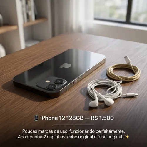 iPhone 12 Black 128GB - Impecável e Completo