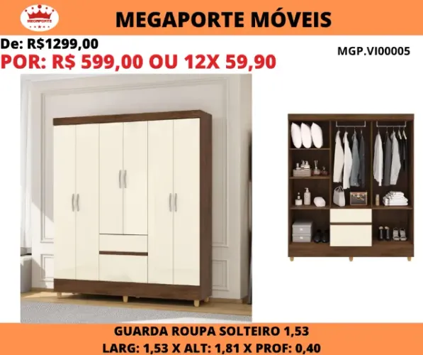GUARDA ROUPA DE 6 PORTAS