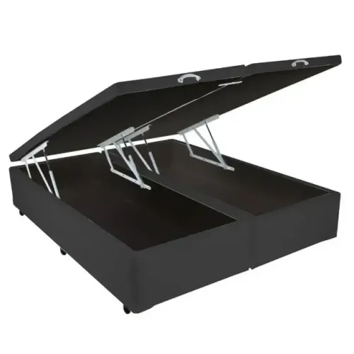 Base cama box casal bau bipartido