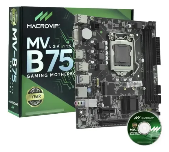 Placa Mae Macrovip Intel Lga 1155 Micro Atx Ddr3 M.2 Mv-b75 Preto 