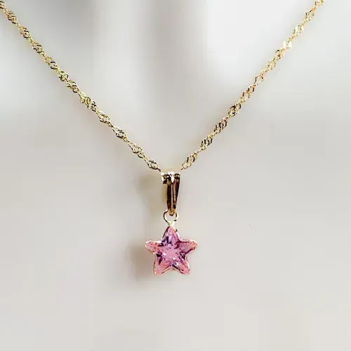 Pingente Estrela Brilhante Pedra Zirconia Ouro 18k 750