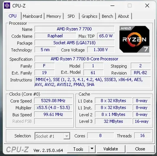Processador Ryzen 7 7700 - Usado