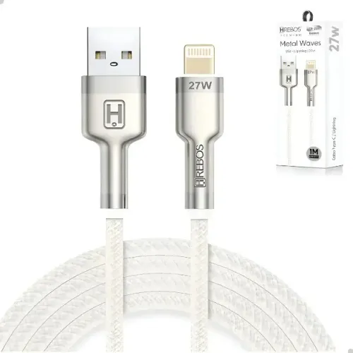 Cabo Usb para Iphone Reforçado Premium Compativel 1 Metro 27w Hrebos Lightning Loja Coimbr