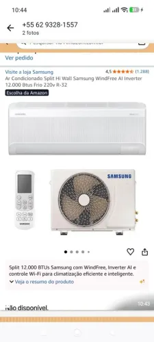 Ar condicionado sansung 12000 BTUs instalação incluso