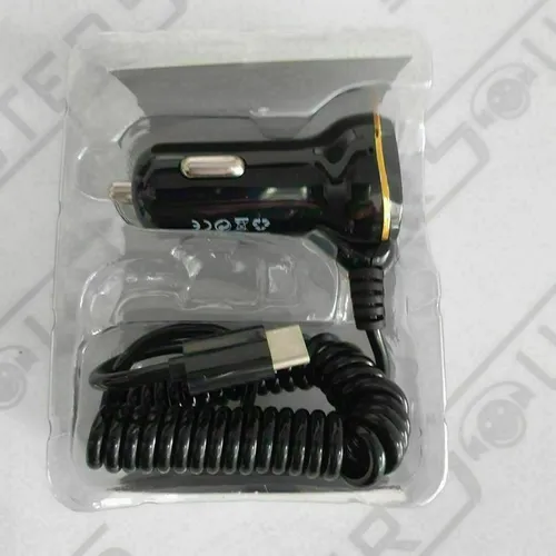 Kit carregador veícular. Com uma entrada usb. Cabo fixo, com entrada tipo C. Novo. 