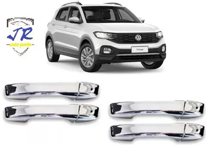 Jogo 4 Aplique Capa Maçaneta Cromada Volkswagen T-Cross 2019 2020 2021 2022  