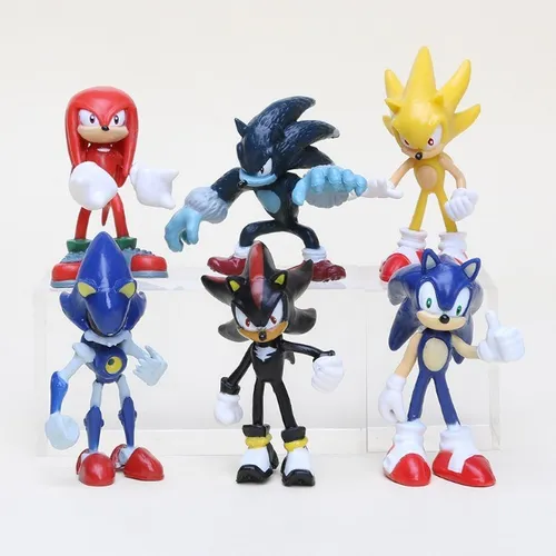 Kit c/06 Bonecos Action Figure: Sonic Preto Shadow (Aceito Cartões) 
