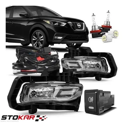 Kit Farol De Milha Kicks 2016 2017 2018 2019 Nissan C/ Botão modelo original