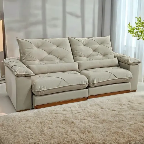 Sofá Retrátil e Reclinável 2,50m Lê Grand Molas Bonnel e Pillow Top tt443