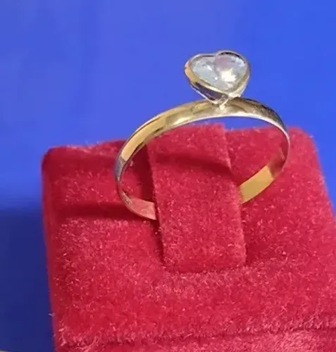 Anel Coração 1.80 Gramas Pedra Zircônia Todas as Cores 5 mm Aro 4 mm Ouro 18 kilates