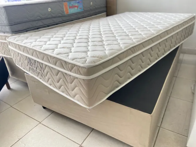 CAMA BOX SOLTEIRÃO ORTOBOM: BASE + COLCHÃO 
