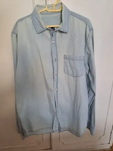 camisa jeans tam G manga comprida masculina