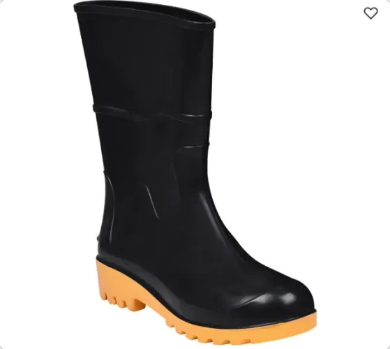 Bota Pvc Preta/amarela Cano Médio com e sem Forro