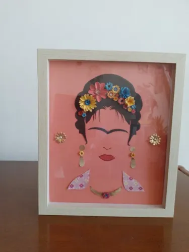Frida Kahlo quadro decorativo em escultura em papel