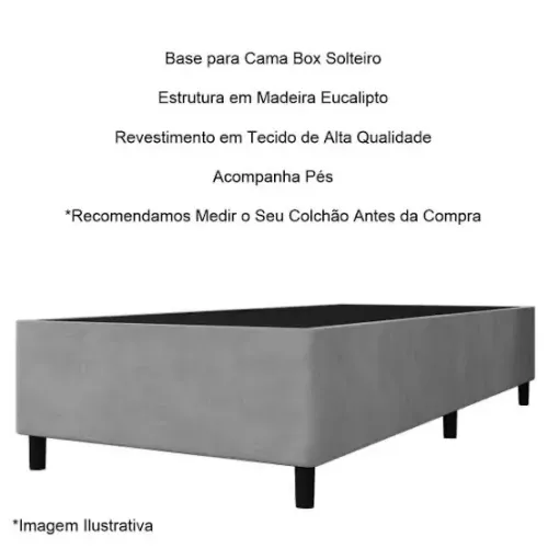Base solteiro simples cinza suede - ENTREGA HOJE !!! 